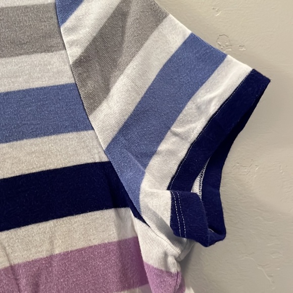 Women’s Short Sleeved T-Shirt, Stripes, Pink, Blue, Gray, White, Size Medium - Picture 3 of 4